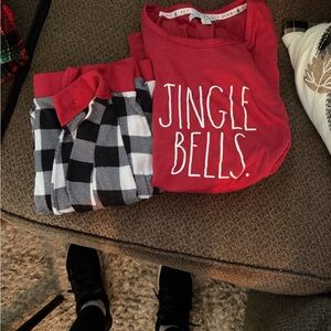 Rae Dunn Red and Black Jingle Bells Pajamas